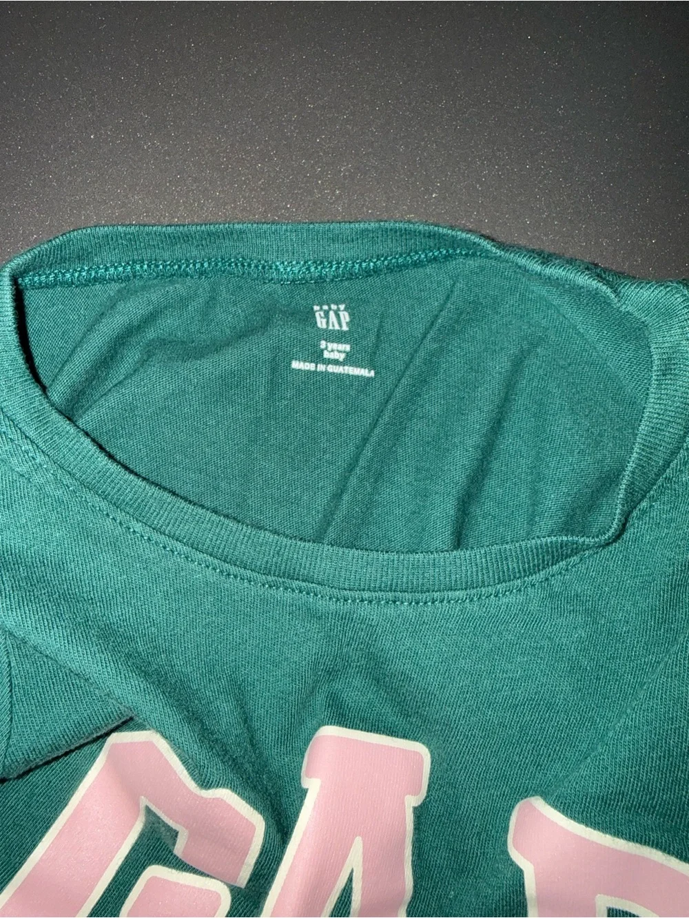 GAP Teal Short Sleeve Tee with Pink Logo- Size 3 Years